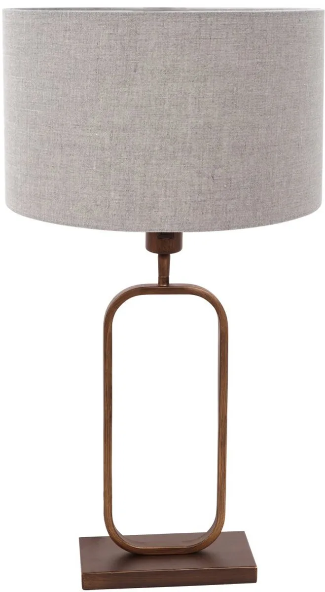 Tafellamp Stang 4817BR brons met grijze linnen kap 30 cm diameter en hoogte 47 cm från Steinhauer i Brun – produktbild