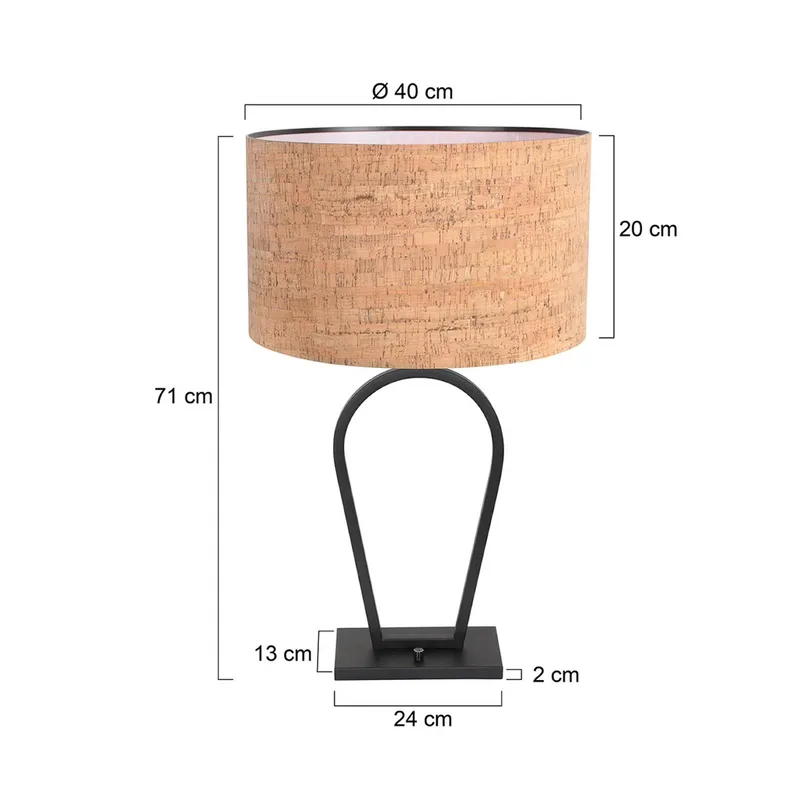 Tafellamp Stang, zwart/bruin, hoogte 71 cm, kurk von Steinhauer in Schwarz, Braun – Produktfoto