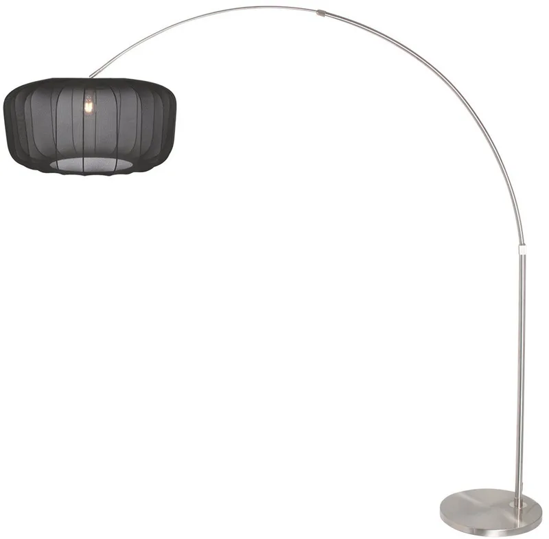 Vloerlamp 7268ST + K4193SS, staal en textiel, trendy, hoogte verstelbaar, draaibaar en uitschuifbaar, Sparkled Light, merknaam onbekend från Steinhauer i Silver, Svart – produktbild