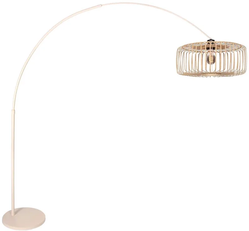 Vloerlamp Breeza-Beache 4320CR - Cremer kleur - Bamboe en metaal - Uitschuifbaar en kantelbaar van Steinhauer in Crème – productfoto