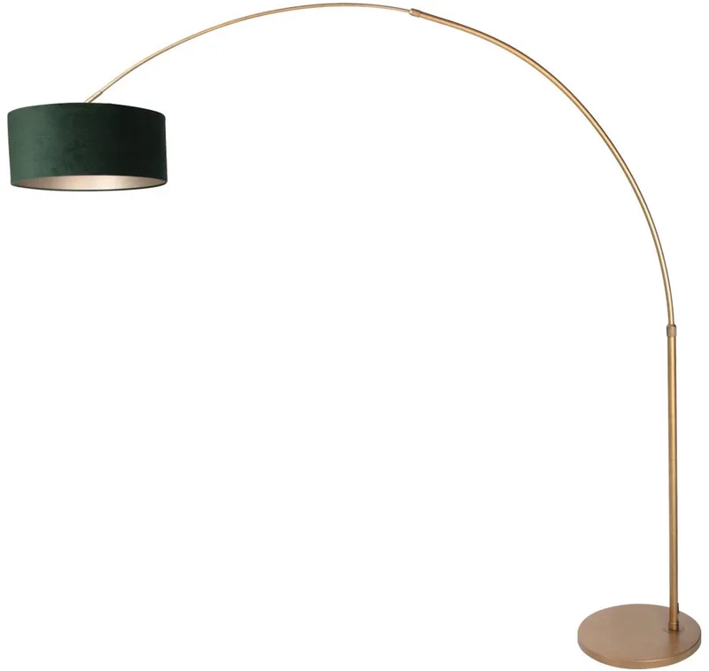 Vloerlamp Bronskleurig Metaal & Textiel, Hoogte 210-240 cm, Draaibaar en Uitschuifbaar, Sparkled Light 4305BR, Steinhauer van Steinhauer in Bruin, Groen – productfoto