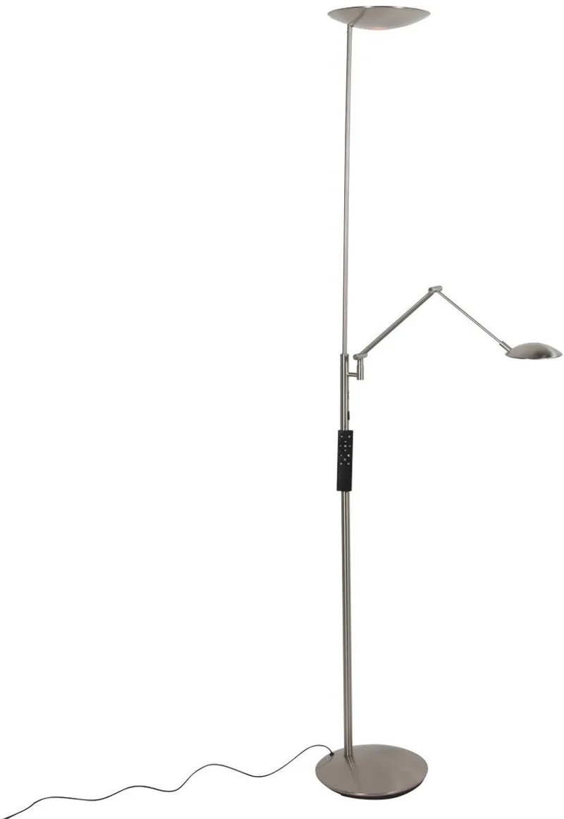 Vloerlamp Daphne 2 4602ST - Stalen uplight met leesarm, 1200 lumen leesarm en 3600 lumen uplight, modern design, Steinhauer fra Steinhauer i Sølv – produktbillede