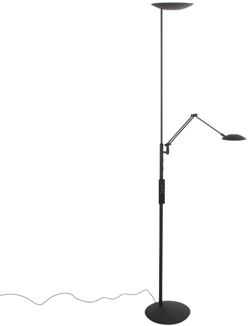 Vloerlamp Daphne 2 4602ZW - zwarte moderne vloerlamp met draaibare en kantelbare leesarm, van metaal en elektronica fra Steinhauer i Sort – produktbillede