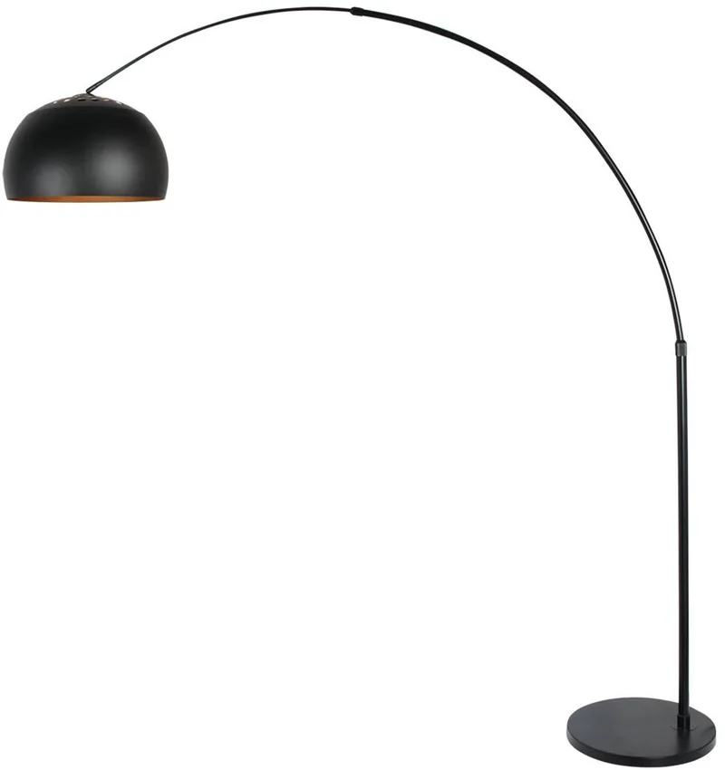 Vloerlamp Globe Black 4911ZW booglamp zwart/goud E27 van Steinhauer, metalen kap Ø40 cm, hoogte verstelbaar, moderne stijl voor binnengebruik fra Steinhauer i Sort – produktbillede