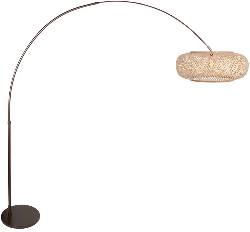 Vloerlamp Maze Natural 4768CA cacao met bamboe kap Ø60 cm - Draaibaar, kantelbaar en uitschuifbaar fra Steinhauer i Brun, Beige – produktbillede