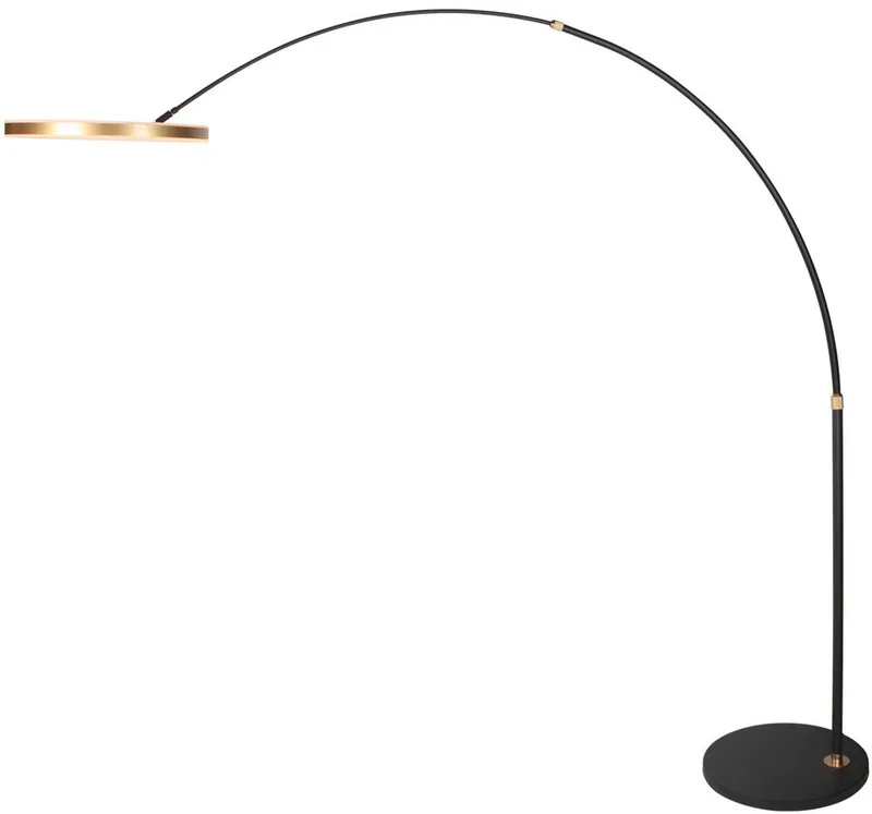 Vloerlamp Ringlux 4130GO met verstelbare hoogte, goudkleurige details, in kunststof en metaal, Steinhauer, voor binnengebruik, modern ontwerp, 4000 Lumen de Steinhauer en Or – photo produit