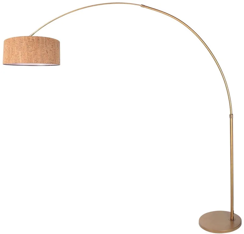 Vloerlamp Sparkled Light 4335BR - brons met stoere kurken kap, hoogte verstelbaar van 210-240 cm, diameter kap 50 cm de Steinhauer en Beige, Marron – photo produit