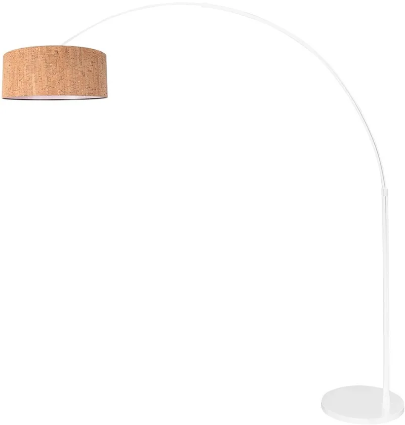 Vloerlamp Sparkled Light 4341W - wit metalen frame met kurken kap Ø40 cm, hoogte 193 cm, diepte 165 cm, draaibaar, kantelbaar en hoogte verstelbaar de Steinhauer en Beige, Blanc – photo produit