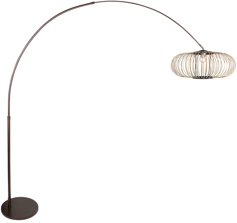 Vloerlamp Sparkled Light 4759CA cacao met crème bamboe kap, verstelbaar in hoogte van 210-240 cm, Steinhauer, trendy design met kantelbare fitting en duurzame materialen fra Steinhauer i Brun, Beige – produktbillede