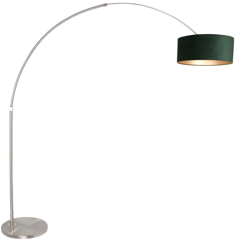 Vloerlamp Sparkled Light 8124ST - Staalkleurig met velours kap - Draaibaar, kantelbaar en uitschuifbaar de Steinhauer en Vert – photo produit