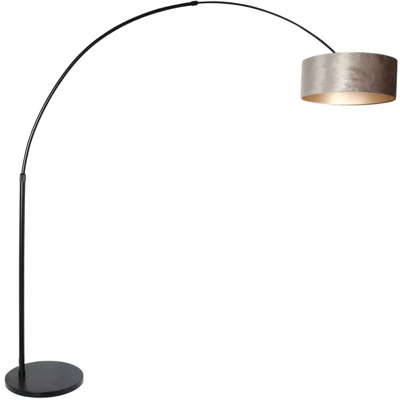 Vloerlamp Sparkled Light 8128ZW Zwart - Metaal en textiel, hoogte verstelbaar en uitschuifbaar, Modern de Steinhauer en Or – photo produit
