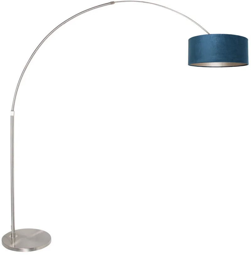 Vloerlamp Staalkleurig Hoogte Verstelbaar Metaal Textiel Booglamp Sparkled Light 8241ST Steinhauer från Steinhauer i Silver – produktbild
