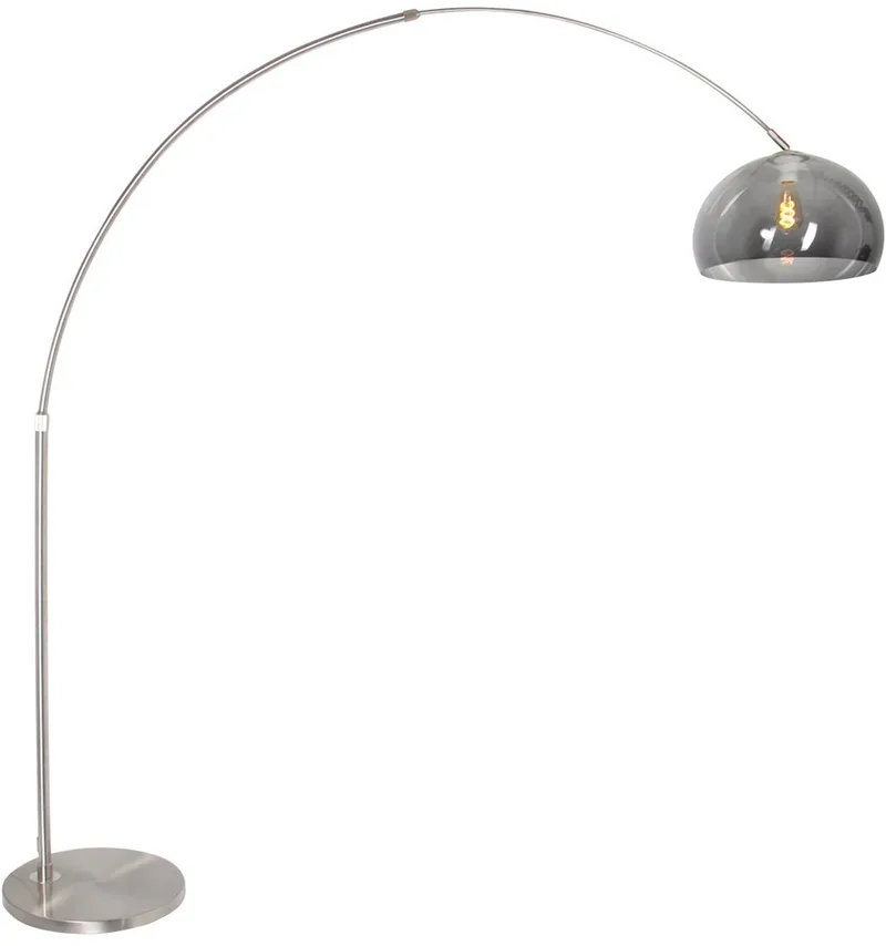 Vloerlamp Staalkleurig met Grijze Kunststof Bol Kap 9879ST - Modern - Draaibaar, Kantelbaar en Uitschuifbaar de Steinhauer en Gris, Argent, Transparent – photo produit