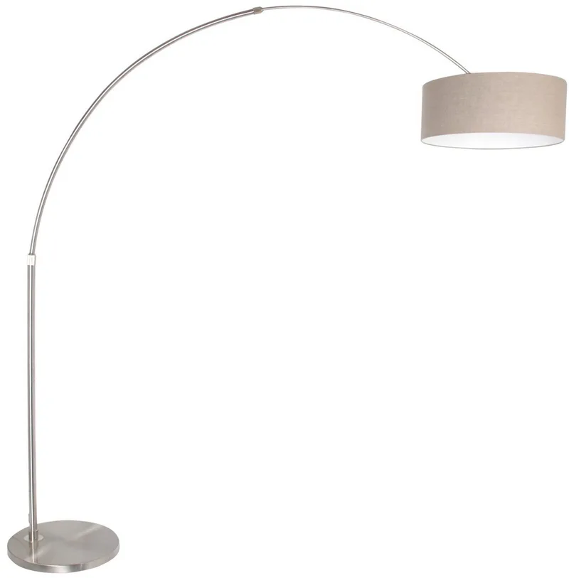 Vloerlamp Staalkleurig met Linnen Kap - Sparkled Light 9904ST de Steinhauer en Gris – photo produit