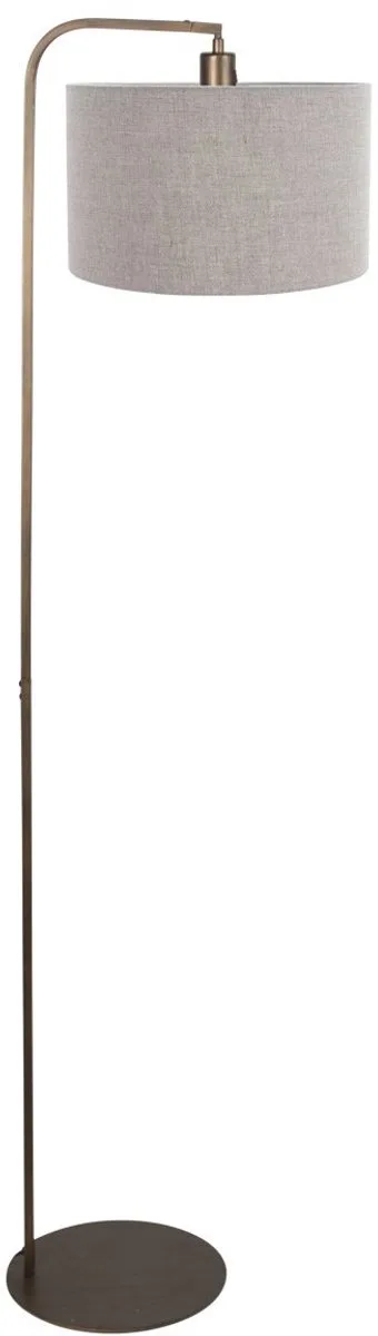 Vloerlamp Stang 4803BR van Steinhauer met brons kleurig metalen armatuur en grof grijze linnen kap, hoogte 152 cm, kantelbare fitting voor sfeervol licht binnen by Steinhauer in Brown – product photo