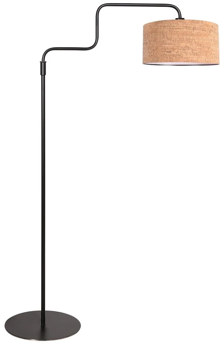 Vloerlamp Steinhauer Bloeba 4347ZW met kurken kap Ø40 cm, verstelbare hoogte 150-165 cm, metaal, eigentijds design voor binnengebruik von Steinhauer in Schwarz – Produktfoto