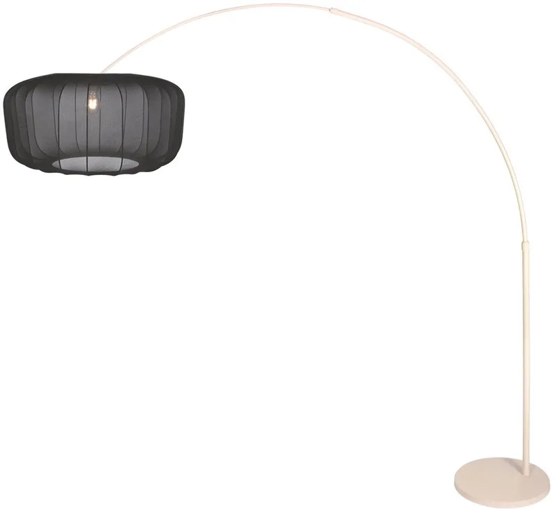 Vloerlamp Steinhauer Vela Lino 4679CR crème met zwarte textiel kap Ø60 cm, hoogte verstelbaar van 210 tot 240 cm, draaibaar en uitschuifbaar de Steinhauer en Crème, Noir – photo produit