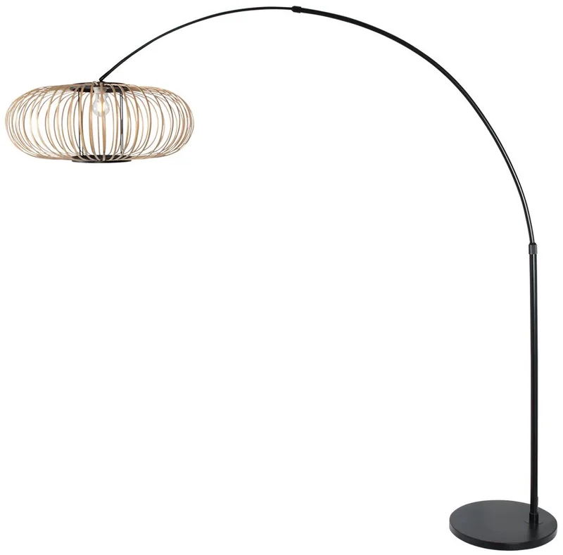 Vloerlamp Zwart Bamboe en Metaal Draaibaar, Kantelbaar en Uitschuifbaar Silva K2020BS by Steinhauer in Beige, Black – product photo