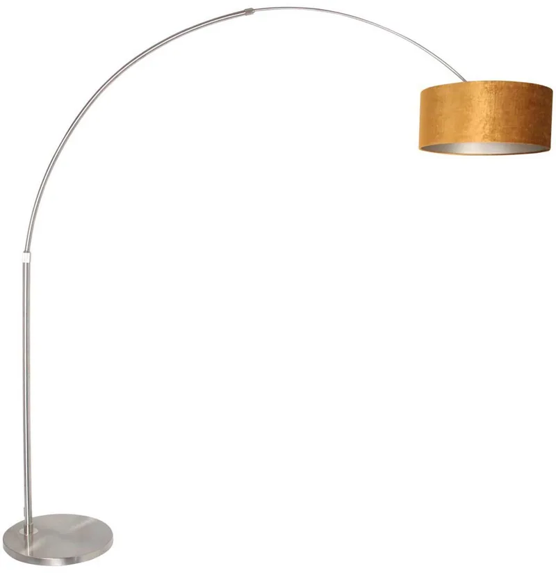 Vloerlampen Staalkleurig met velours kap, hoogteverstelbaar en uitschuifbaar, Sparkled Light 8126ST, Steinhauer von Steinhauer in Gold – Produktfoto