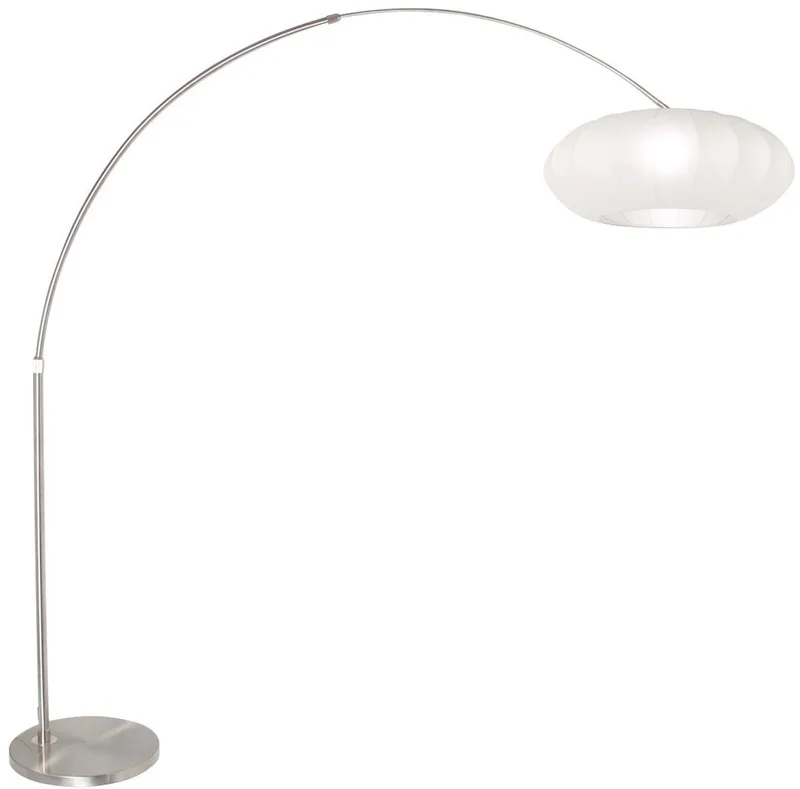 Vloerlampen Staalkleurige Luma-Nola 3806ST met 60cm witte zijden kap, metaal en textiel, hoogte verstelbaar, draai- en kantelbaar de Steinhauer en Argent, Blanc – photo produit