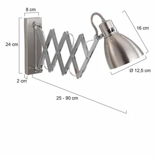Wandlamp | 12,5 cm | spring | E27 | grijs staal | metaal | industrieel, functioneel, scandinavisch von Steinhauer – Produktfoto 3 von 3