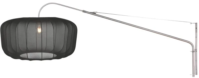 Wandlamp 2574ST + K4193SS, trendy staal en textiel, uitschuifbaar, draaibaar en kantelbaar, Elegant Classy, merknaam Steinhauer från Steinhauer i Silver, Svart – produktbild