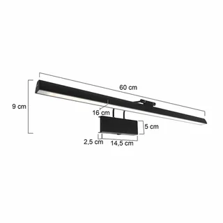Wandlamp | 60 cm | litho LED | 2 lichts | LED | zwart | metaal | moderne design verlichting från Steinhauer – produktbild 3 av 3