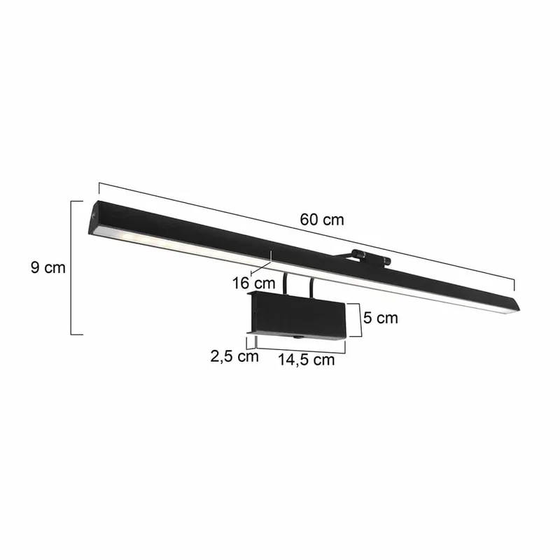 Wandlamp | 60 cm | litho LED | 2 lichts | LED | zwart | metaal | moderne design verlichting från Steinhauer – produktbild 3 av 3