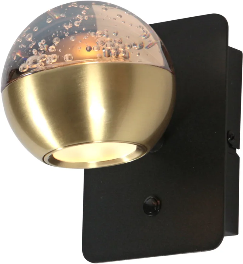 Wandlamp - BELLUNO - elektronica glas metaal - bedlampje - LED - 4588ME från Steinhauer i Mässing – produktbild