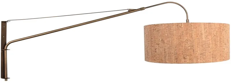 Wandlamp Elegant Classy 4743BR brons met beige kurk kap Ø50 cm, verstelbaar en uitsteekbaar, Steinhauer de Steinhauer en Beige, Marron – photo produit
