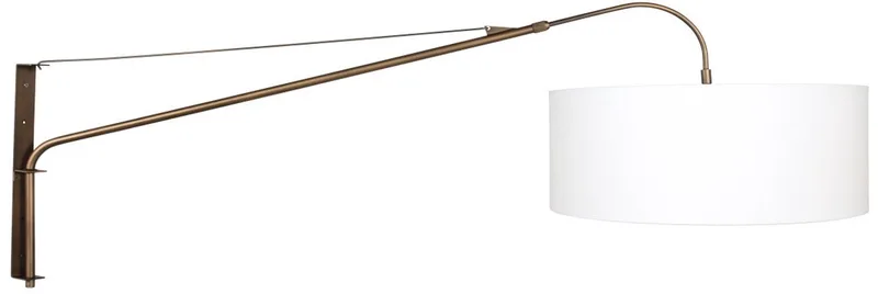 Wandlamp Elegant Classy 4750BR brons met grof wit linnen kap Ø50 cm von Steinhauer in Braun – Produktfoto