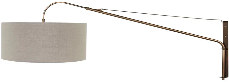 Wandlamp Elegant Classy 4751BR brons met grof grijs linnen kap Ø50 cm, Draaibaar, kantelbaar en uitschuifbaar, Steinhauer von Steinhauer in Braun, Grau – Produktfoto