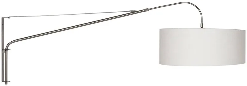 Wandlamp Elegant Classy 9328ST met wit grof linnen kap van metaal, 50 cm diameter en 20 cm hoogte, draaibaar en kantelbaar fra Steinhauer i Sølv – produktbillede