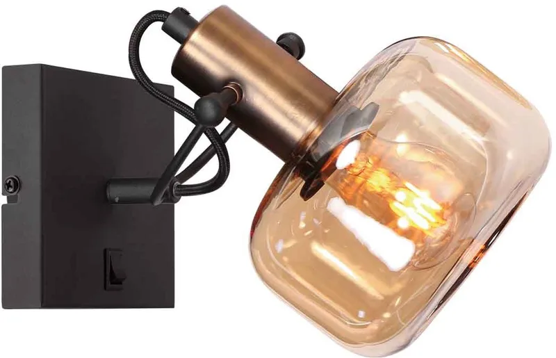 Wandlamp Glaslic 3864BR bronzen wandlamp met amber glas, draaibaar en kantelbaar, metaal, geschikt voor binnen gebruik, merk Steinhauer von Steinhauer in Braun – Produktfoto
