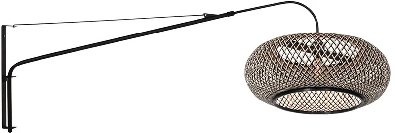Wandlamp Maze-Natural 4449ZW – Zwart armatuur van bamboe en metaal, Ø60 cm, draaibaar en uitschuifbaar, Merk Steinhauer, trendy stijl, ideaal voor binnengebruik von Steinhauer in Beige, Schwarz – Produktfoto