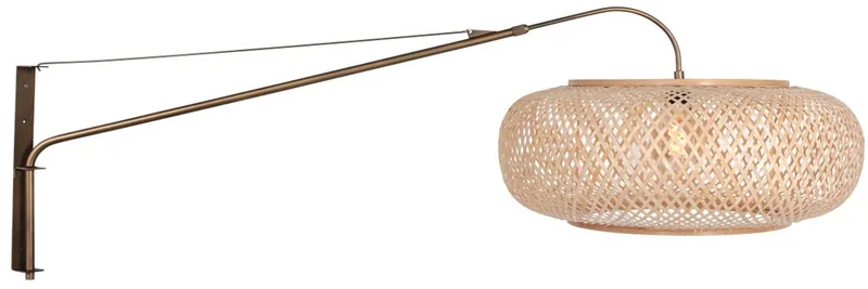 Wandlamp Maze-Natural 4744BR – Draaibaar, kantelbaar en uitschuifbaar – Metaal en bamboe – Ø60 cm – Steinhauer – Trendy binnenverlichting von Steinhauer in Braun, Beige – Produktfoto