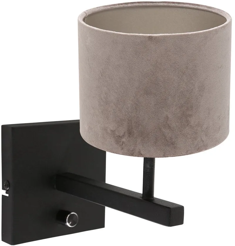 Wandlamp met schakelaar Zwart 20cm Metaal/Textiel Steinhauer Stang 8175ZW från Steinhauer i Grå, Svart – produktbild