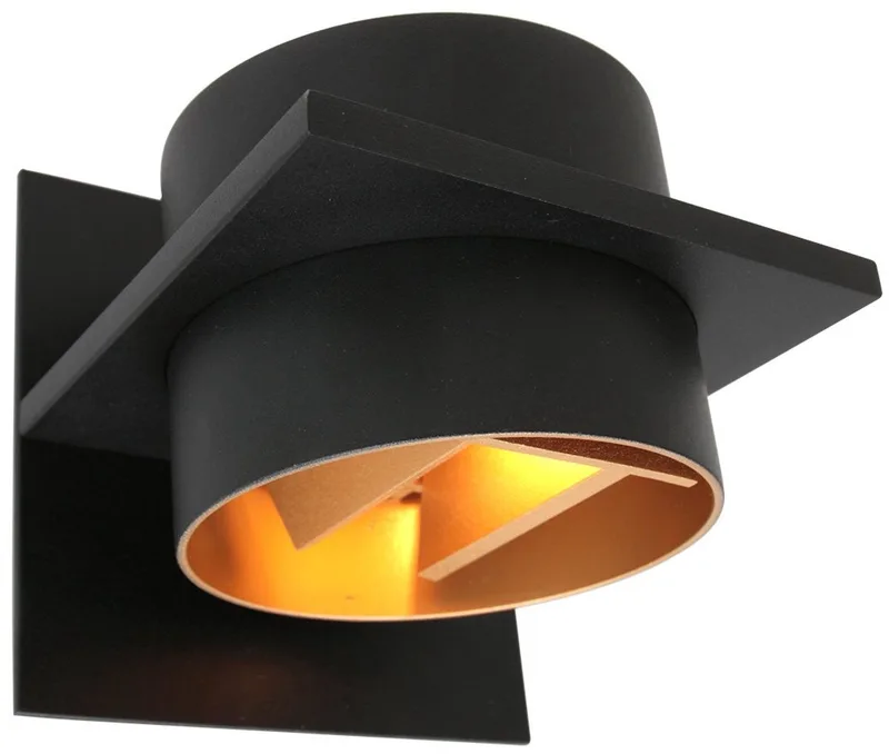 Wandlamp Muro 3366ZW met goudkleurige binnenkant, compact ontwerp van metaal en kunststof, modern stijl, Steinhauer, 12x12x14 cm från Steinhauer i Svart – produktbild
