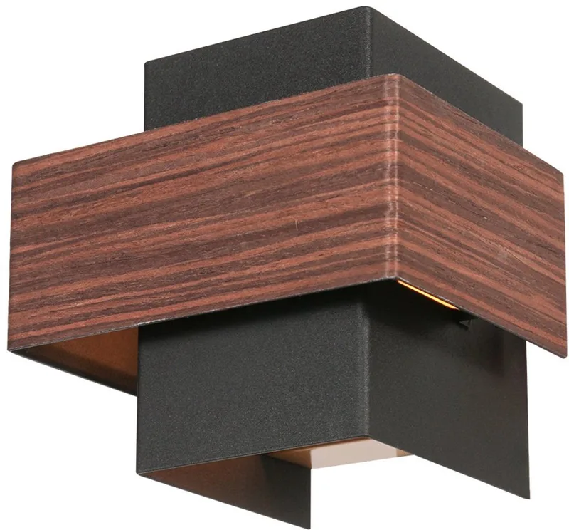 Wandlamp Muro 3367E Houtlook 13,5x12,5x13 cm Trendy gemaakt van metaal en kunststof från Steinhauer i Brun – produktbild