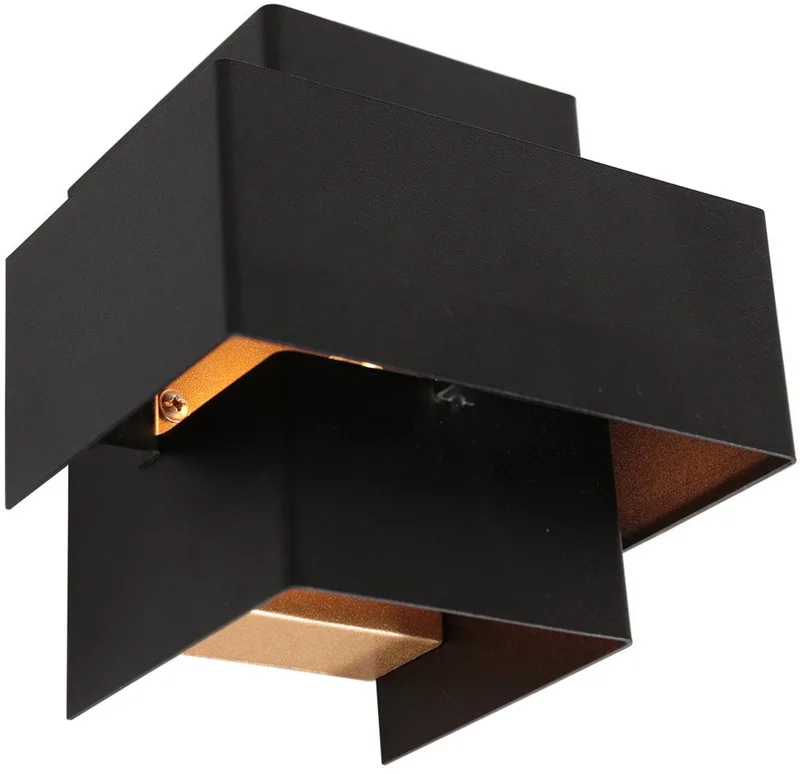 Wandlamp Muro 3367ZW met goudkleurige binnenkant, kunststof en metaal, 13,5 cm x 12,5 cm x 12 cm, Steinhauer by Steinhauer in Black – product photo