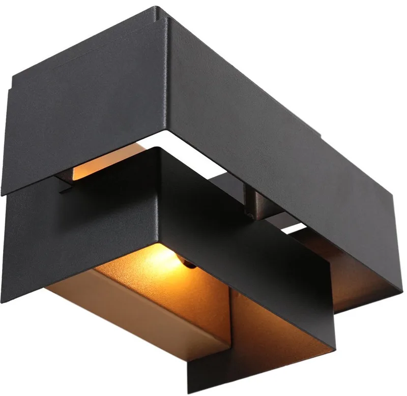 Wandlamp Muro 3368ZW met goudkleurige binnenkant - Modern design van Steinhauer - 20 cm lengte, 12,5 cm diepte, 13 cm hoogte, gemaakt van metaal en kunststof fra Steinhauer i Sort – produktbillede