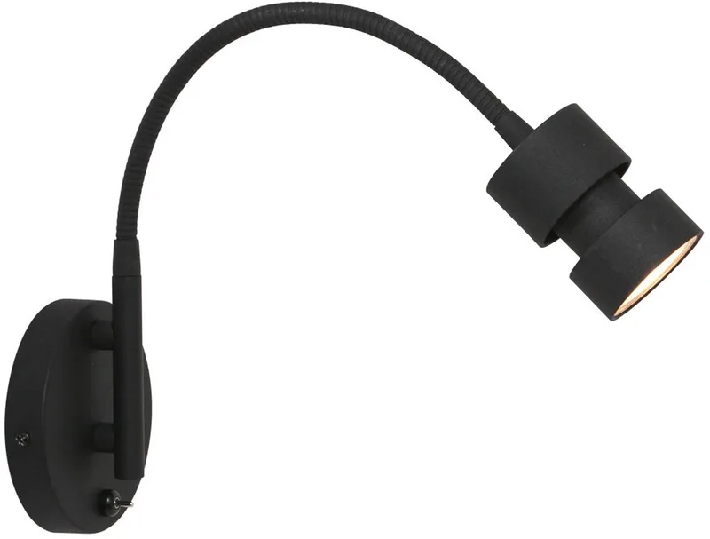 Wandlamp Natasja LED 3094ZW - Draaibaar en kantelbaar, inclusief GU10 lichtbron, gemaakt van kunststof en metaal de Steinhauer en Noir – photo produit