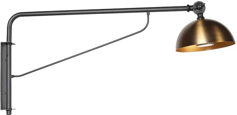 Wandlamp Pintino 4126ZW - Zwart met bronzen afwerking, 34 cm hoog, GU10 fitting, kantelbaar, Steinhauer de Steinhauer en Marron – photo produit