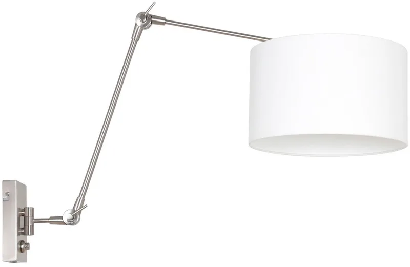 Wandlamp Prestige Chic 8108ST staal met wit grof linnen kap, draaibaar en kantelbaar, modern design, Steinhauer von Steinhauer in Silber, Weiß – Produktfoto