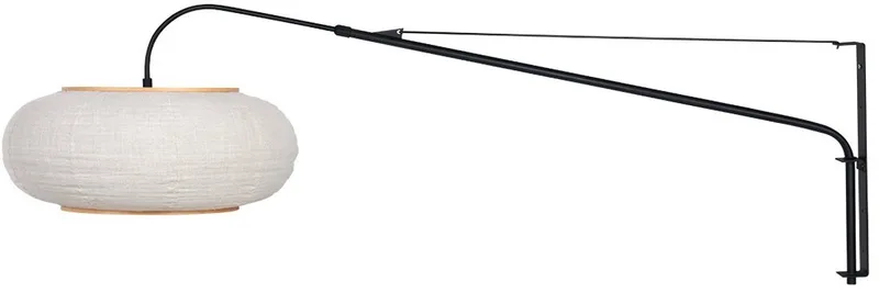 Wandlamp Silva Alba 4626ZW zwart met linnen kap Ø60 cm, uitschuifbaar en draaibaar armatuur, Steinhauer, Scandinavisch design de Steinhauer en Blanc, Noir – photo produit