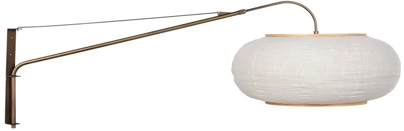 Wandlamp Silva Alba 4747BR brons met linnen kap Ø60 cm, uitschuifbaar, draaibaar en kantelbaar de Steinhauer en Marron, Blanc – photo produit