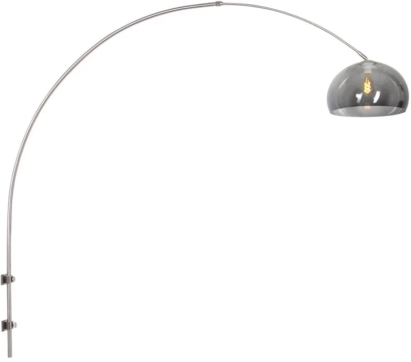 Wandlamp Sparkled Light 8201ST - Staalkleurig met grijze kunststof bol kap, Draaibaar en Uitschuifbaar de Steinhauer en Argent – photo produit