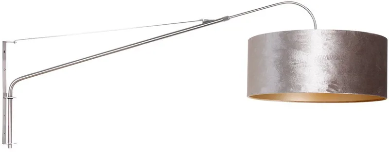 Wandlamp Staalkleurig Elegant Classy 8131ST met Velours Kap (50 cm diameter, 20 cm hoog) von Steinhauer in Silber – Produktfoto