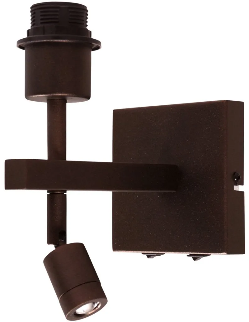 Wandlamp Stang 2995CA in cacao metaal, draaibaar en kantelbaar, Steinhauer - Trendy armatuur met leeslamp en E27 fitting voor binnengebruik de Steinhauer en Marron – photo produit
