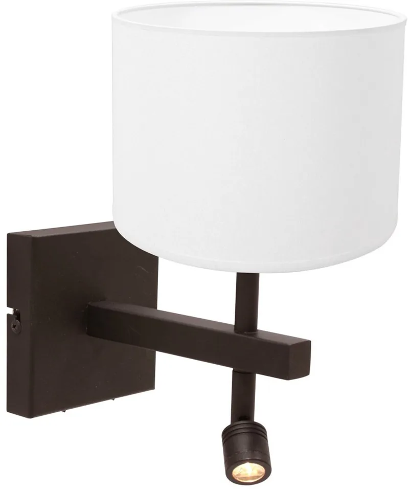 Wandlamp Stang 4871CA Cacao met grof wit linnen kap, draaibaar en kantelbaar, Steinhauer de Steinhauer en Marron – photo produit
